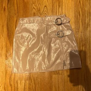 Pale pink mini skirt, fake leather material